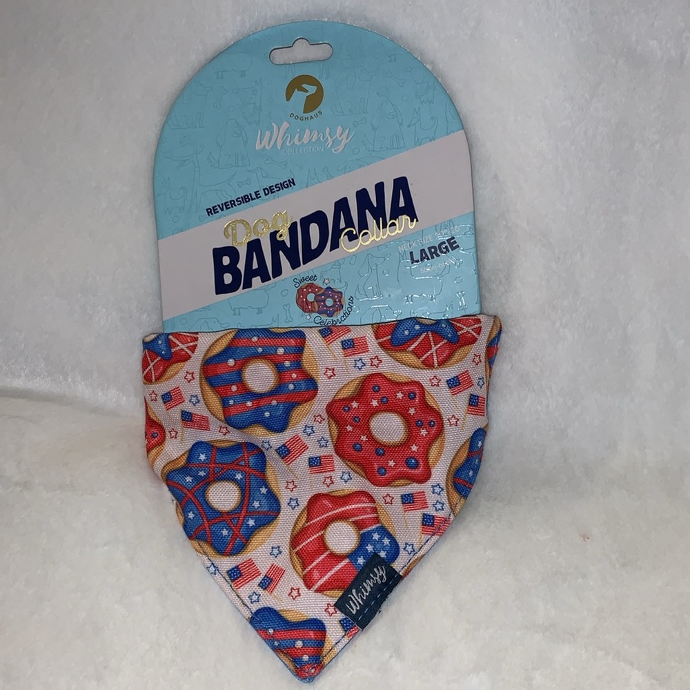 🇺🇸 Doghaus Whimsy Collect Sweet Celebrations Reversible Dog Bandana Collar NWT L